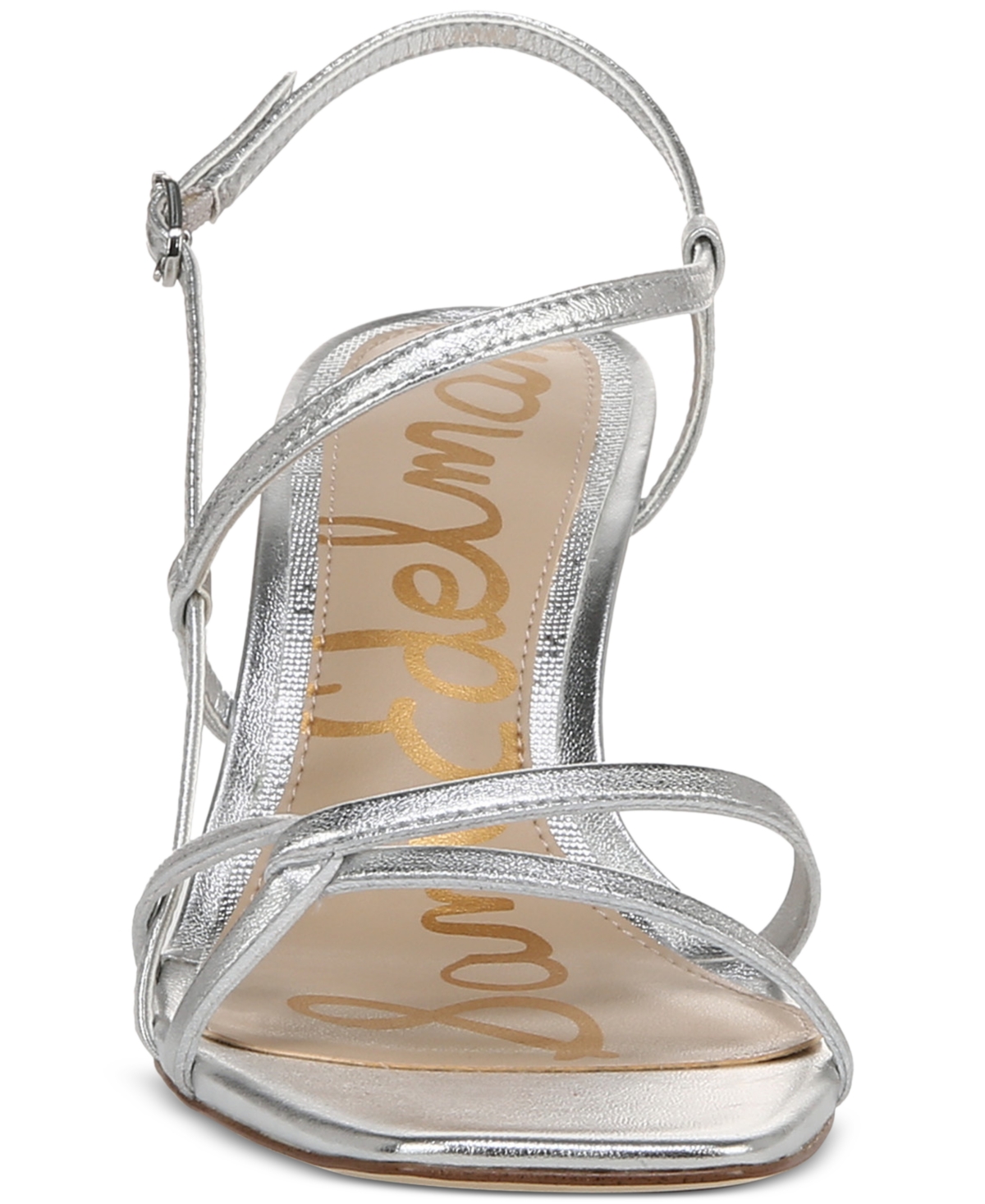 Sam Edelman Emmie Strappy Heel Sandal Soft Silver Leather In Soft Silver Leather