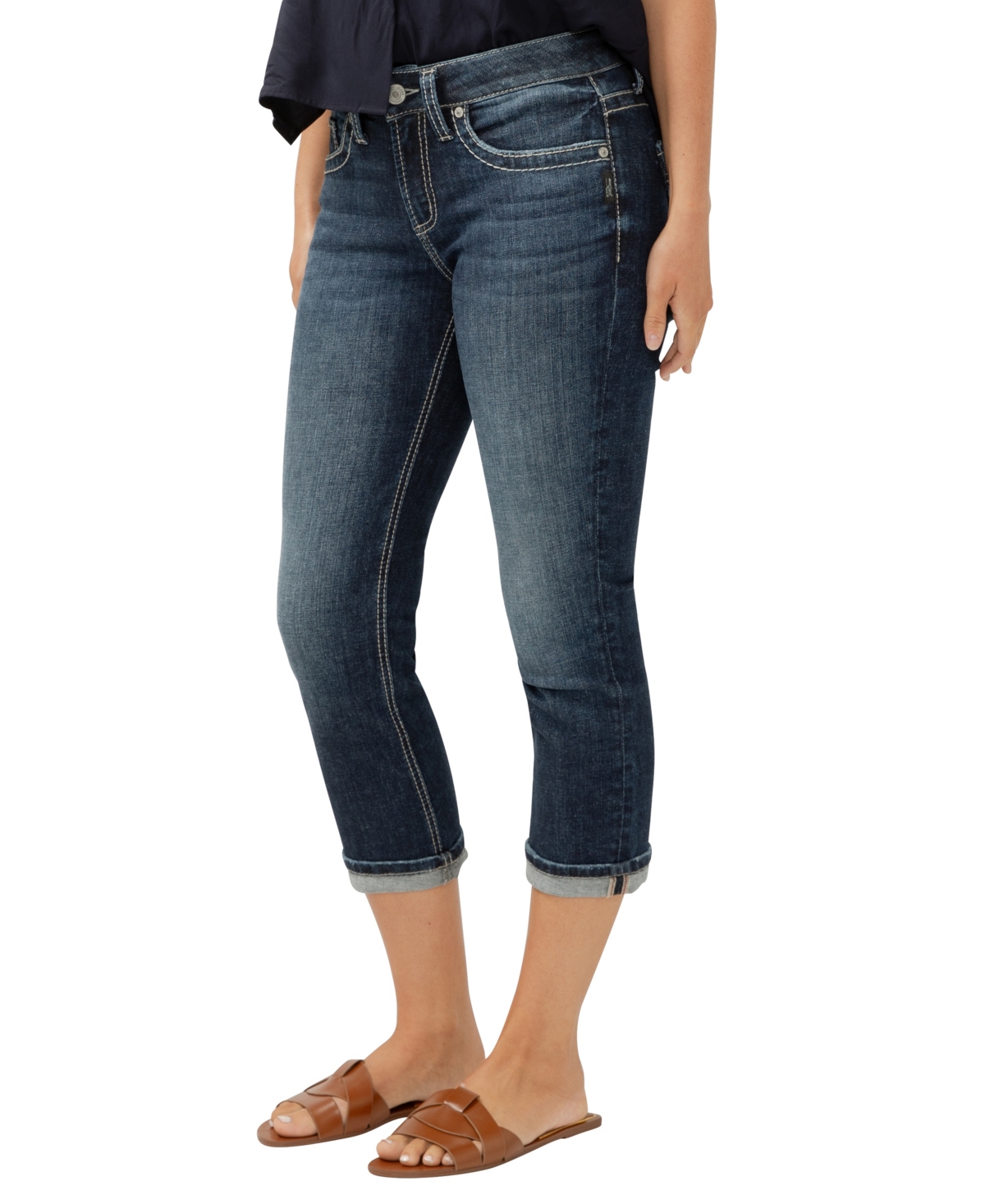 SILVER JEANS CO. WOMEN'S SUKI MID RISE CURVY FIT CAPRI JEANS 