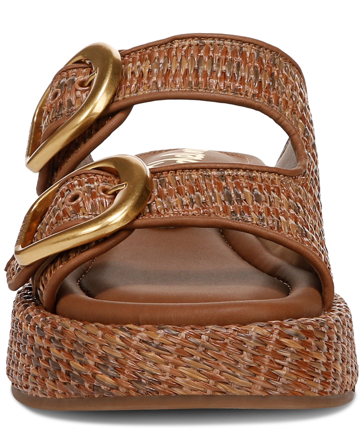 Sam Edelman Nerissa Two-strap Platform Sandal In Cuoio Brown Faux Raffia