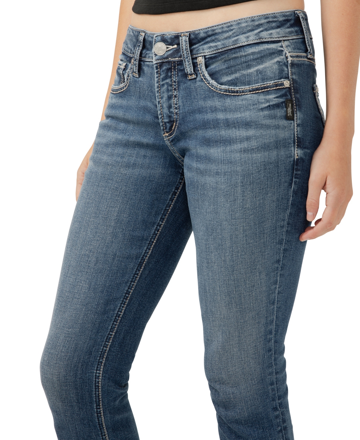 Shop Silver Jeans Co. Women's Britt Low Rise Curvy Fit Capri Jeans In Indigo