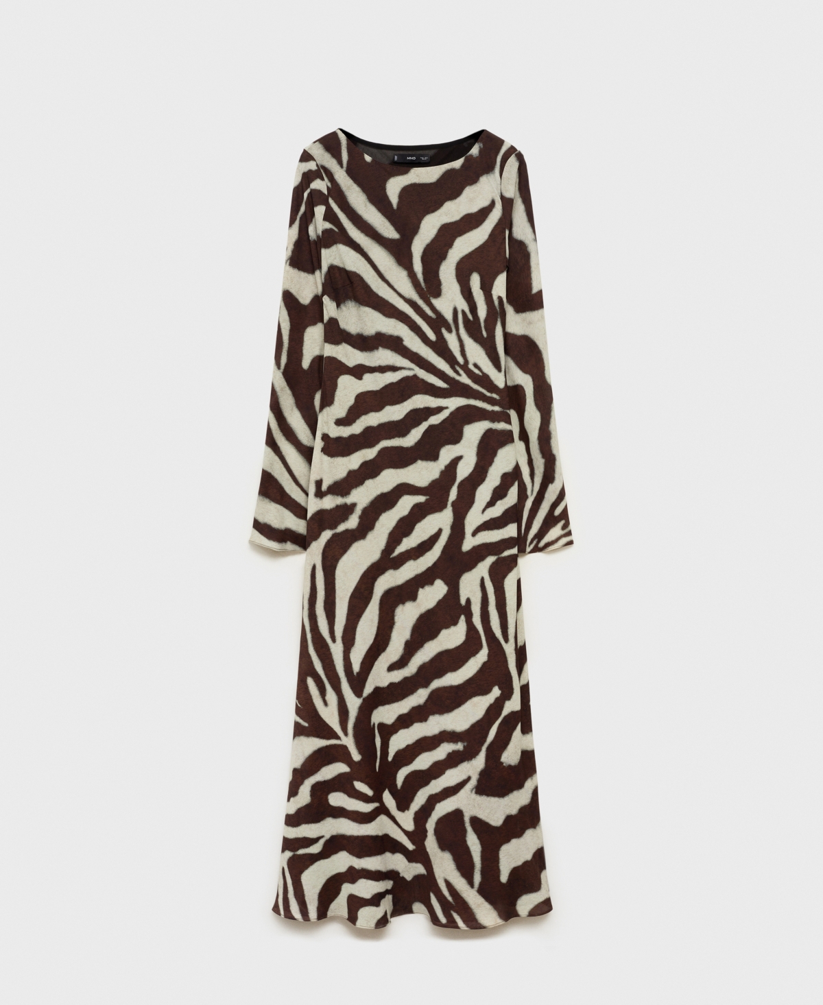Mango Zebra Flared Dress Brown In Brown