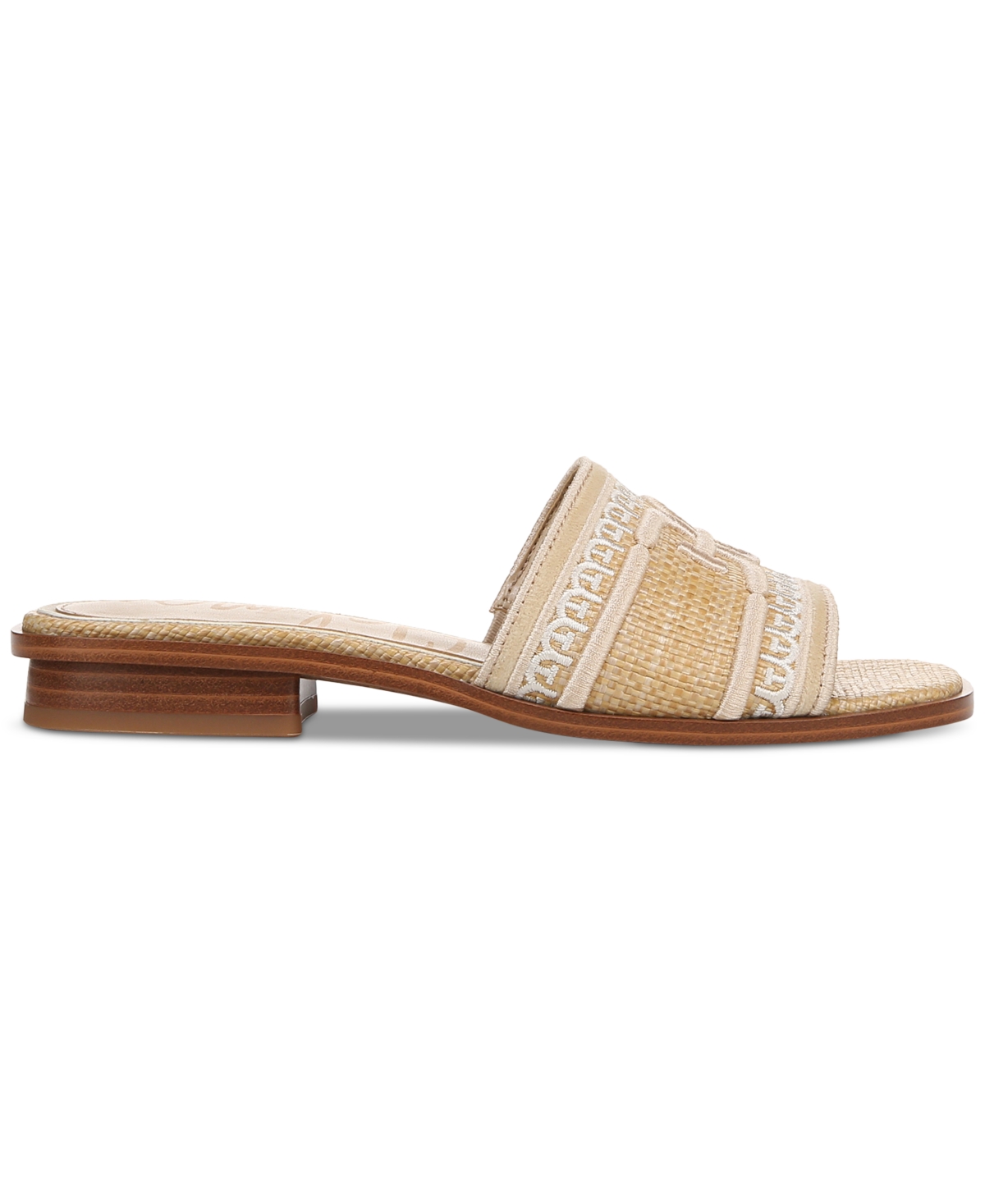 Shop Sam Edelman Women's Stevie Slide Flat Sandals In Natural Multi Basket Weave