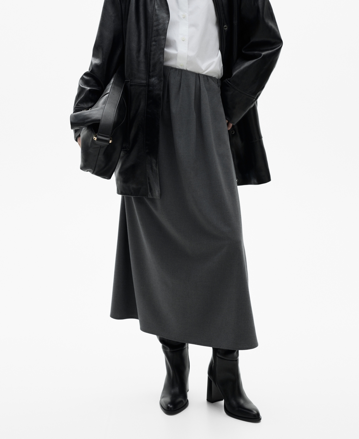Women's A-Line Pleated Midi Skirt - Gray