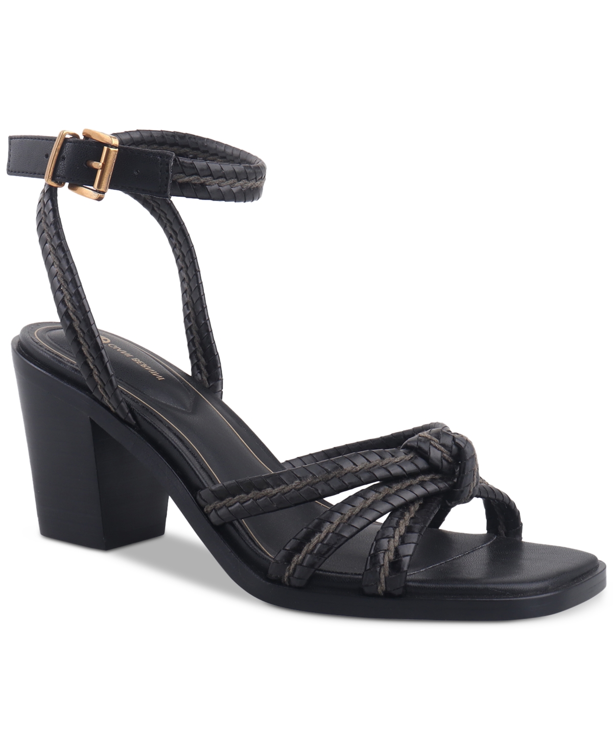 Shop Giani Bernini Women's Renaee Block Heel Woven Strappy Dress Sandals, Created For Macy's In Black