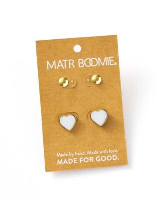 Ranjani Mother of Pearl Heart Earring Set