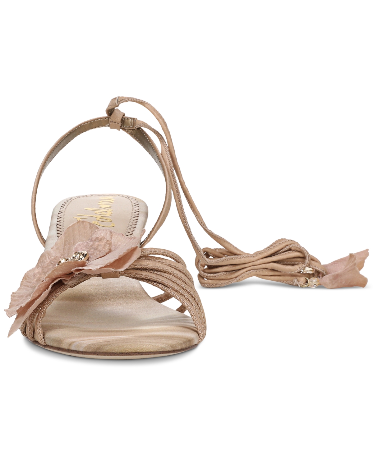 Sam Edelman Carla Lace Up Kitten Heel Ecru Beige Silk In Ecru Beige Silk