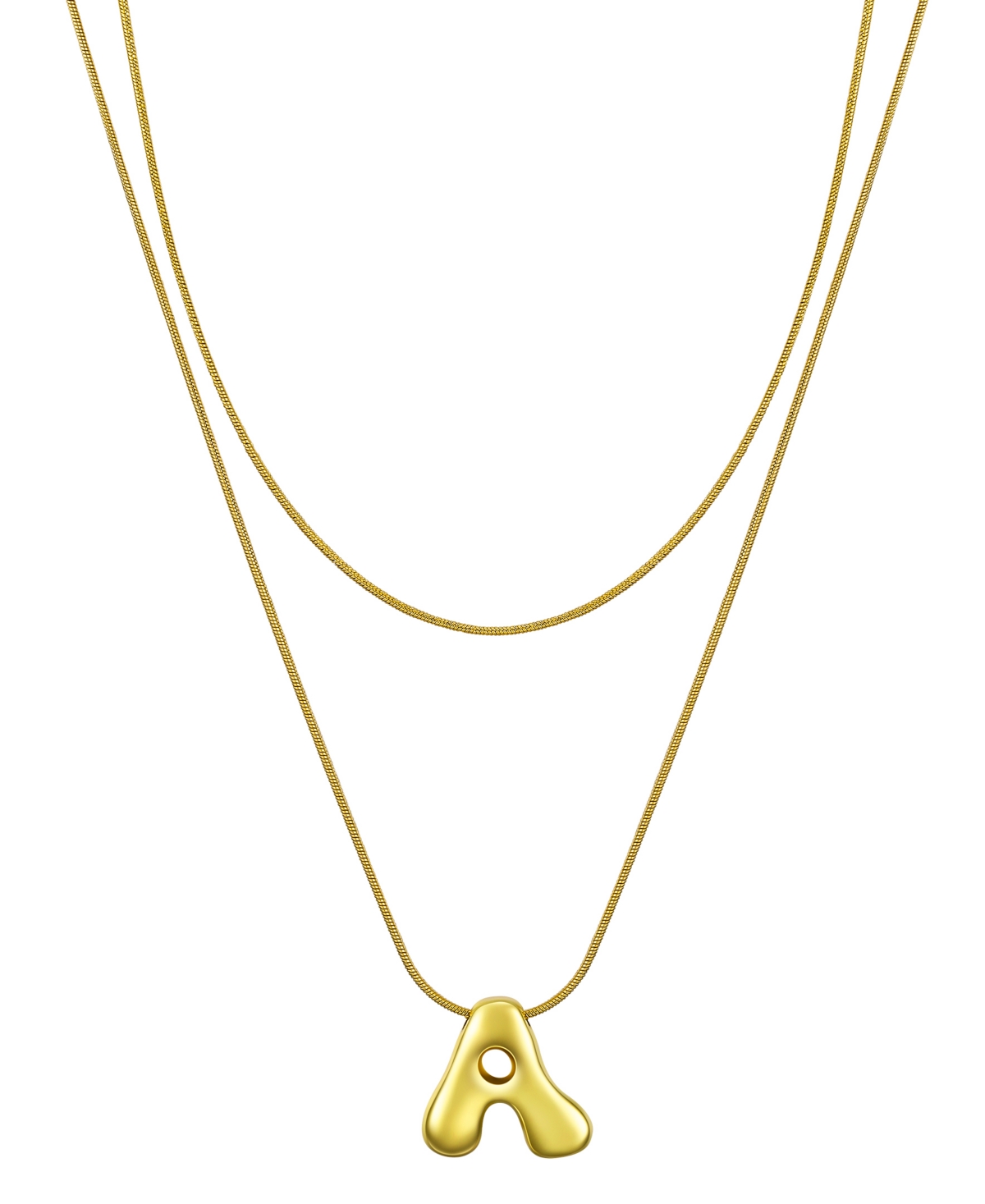 Unwritten X Moda Sport Silver Tone Water Resistant Initial Layered Necklace In Gold A