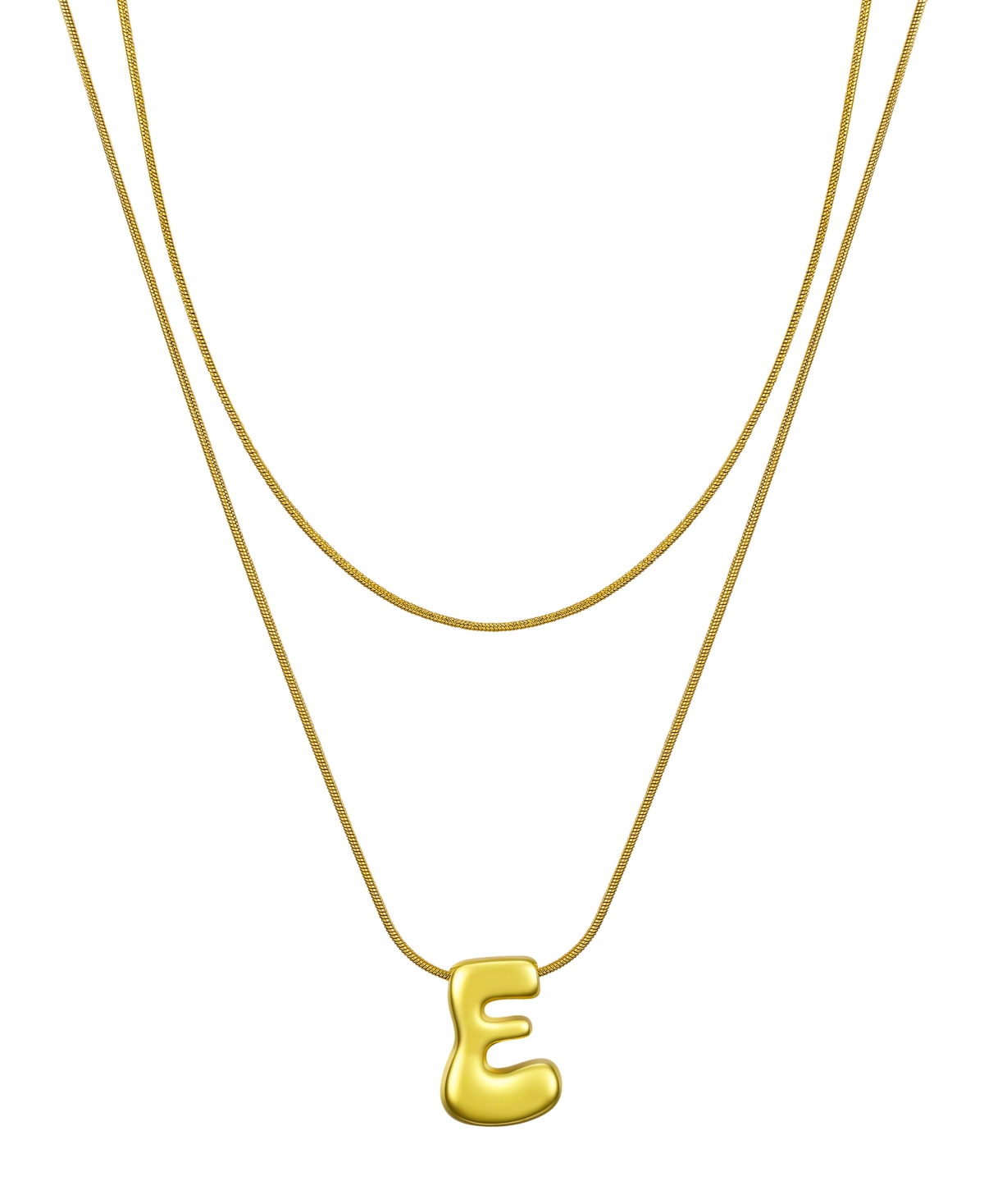 Unwritten X Moda Sport Silver Tone Water Resistant Initial Layered Necklace In Gold E