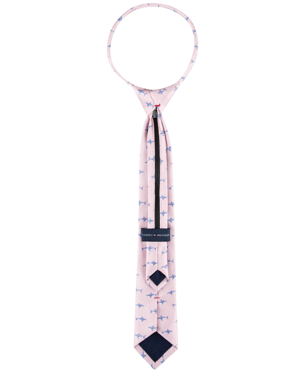Tommy Hilfiger Boys Finn Shark Printed Pre-tied Zipper Tie In Pink