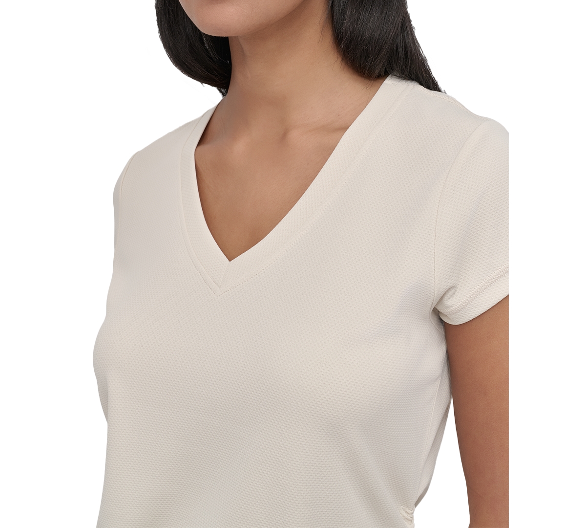 Dkny Sport Women's Crewneck Short-sleeve Side-ruched Top In White