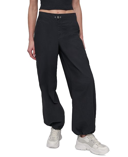 alfani DKNY Sport Women's Cotton High-Rise Wide-Leg Cargo Pants Women's Fashion Shoes & Accessories