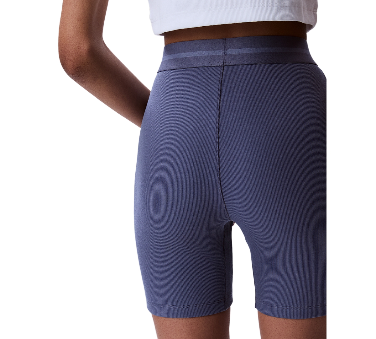 Calvin Klein Women's Ribbed Bike Shorts Qs7216 In Grisaille