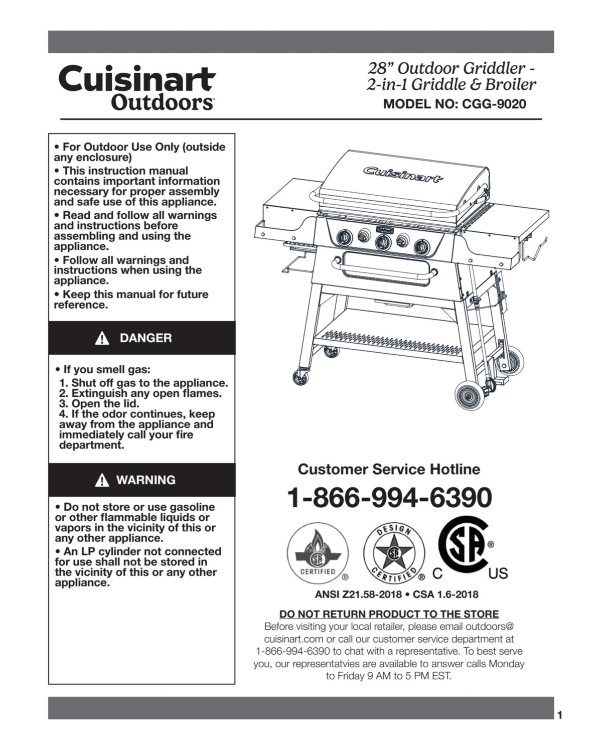 Cuisinart 3-burner Outdoor Propane Griddler With Broiler In Black