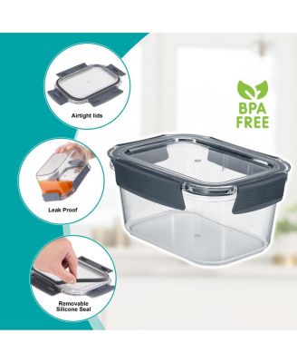 16Pc Airtight Clear Plastic Food Storage Containers with Lids - BPA Free, Keeps Food Fresh, Leak Proof, Store leftover, Meal Prep
