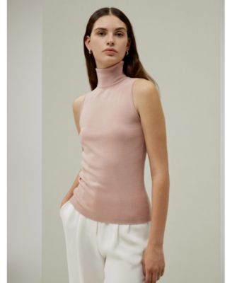 Women's Minimalist Sleeveless Turtleneck Top