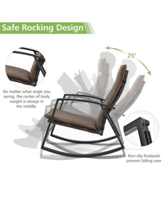 3PCS Rattan Bistro Rocking Chair Set Patio Furniture Set w/ Cushions