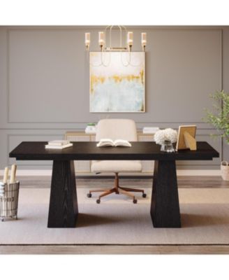 63-Inch Executive Desk, Large Office Computer Desk with Double Pedestal, Modern Simple Workstations Writing Table