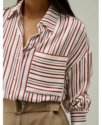 Women's Oversized Striped Silk-Twill Shirt