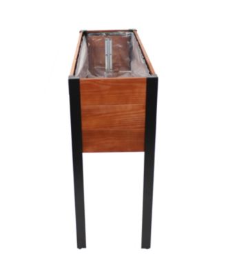 Acacia Wood Raised Garden Bed with Legs - 31-Inch H - Powder-Coated Steel Frame - Removable Planter Bag