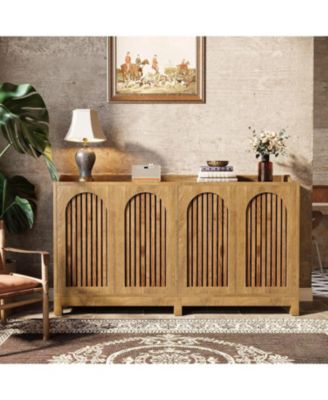 Sideboard Buffet Cabinet, 57" Farmhouse Storage Cabinet with Shutter Doors and Adjustable Shelf, Freestanding Storage Cabinet