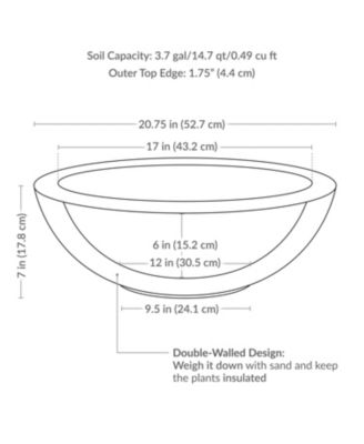 Weather-Resistant Polyresin Double-Walled Outdoor Flower Pot Planter, 20.75"