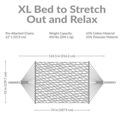 Sunnydaze Decor Large Two-Person Double Wide Rope Hammock with Spreader Bars for Patio and Backyard - 450 lb Weight Capacity