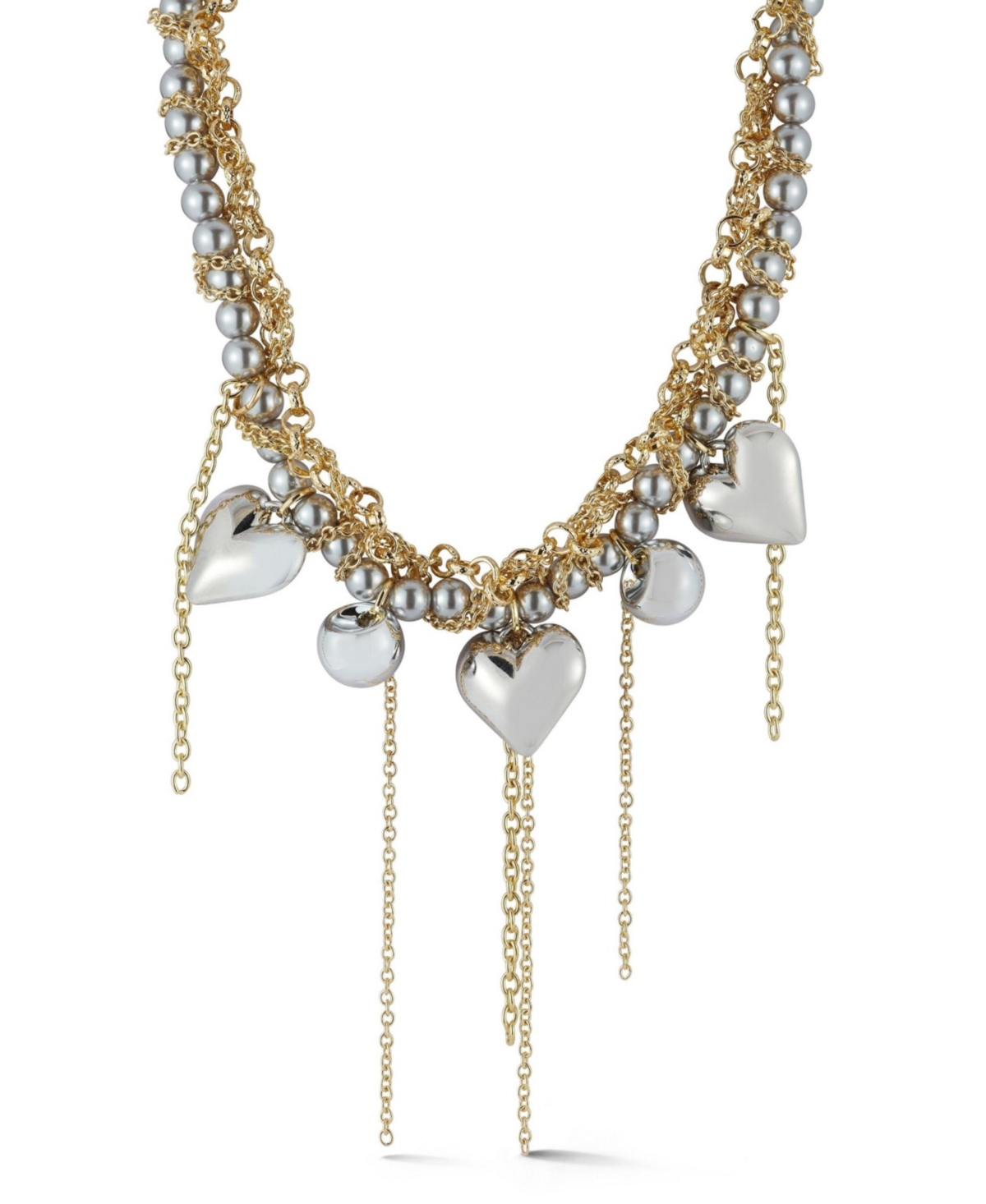 Gold and Rhodium Plated Bold Heart Statement Necklace - Two tone