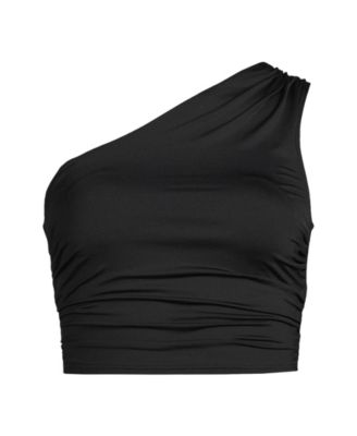 Women's D-Cup Ruched One Shoulder Midkini Top