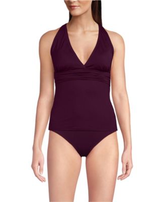 Women's D-Cup V-neck Plunge X Back Tankini Top
