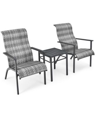 3PCS Rattan Bistro Chair Set Patio Furniture Set With Table