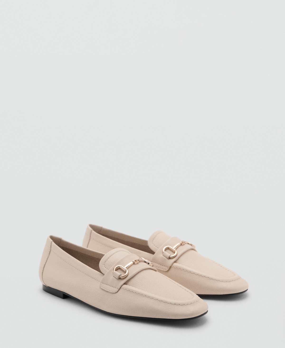 MANGO WOMEN'S BUCKLE LEATHER MOCCASINS 
