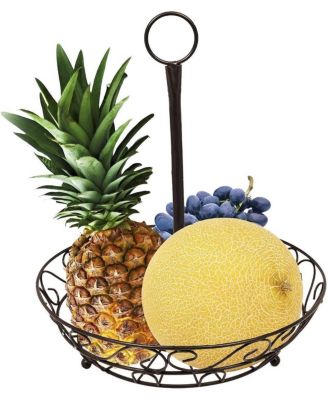 2-Tier Metal Countertop Fruit Basket & Bowl Stand - Stylish Storage for Kitchen & Dining - Bronze