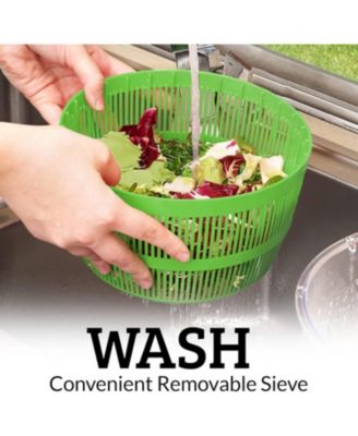 Manual Salad Spinner With Secure Lid Lock & Rotary Handle