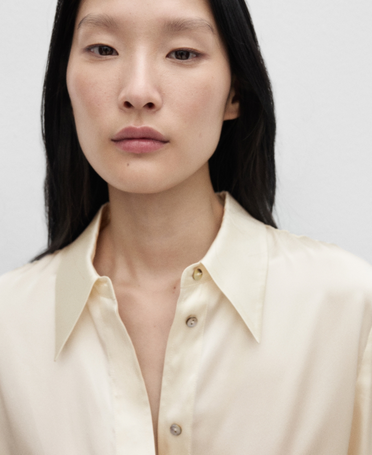 Mango Women's Silk Satin Shirt In Off White