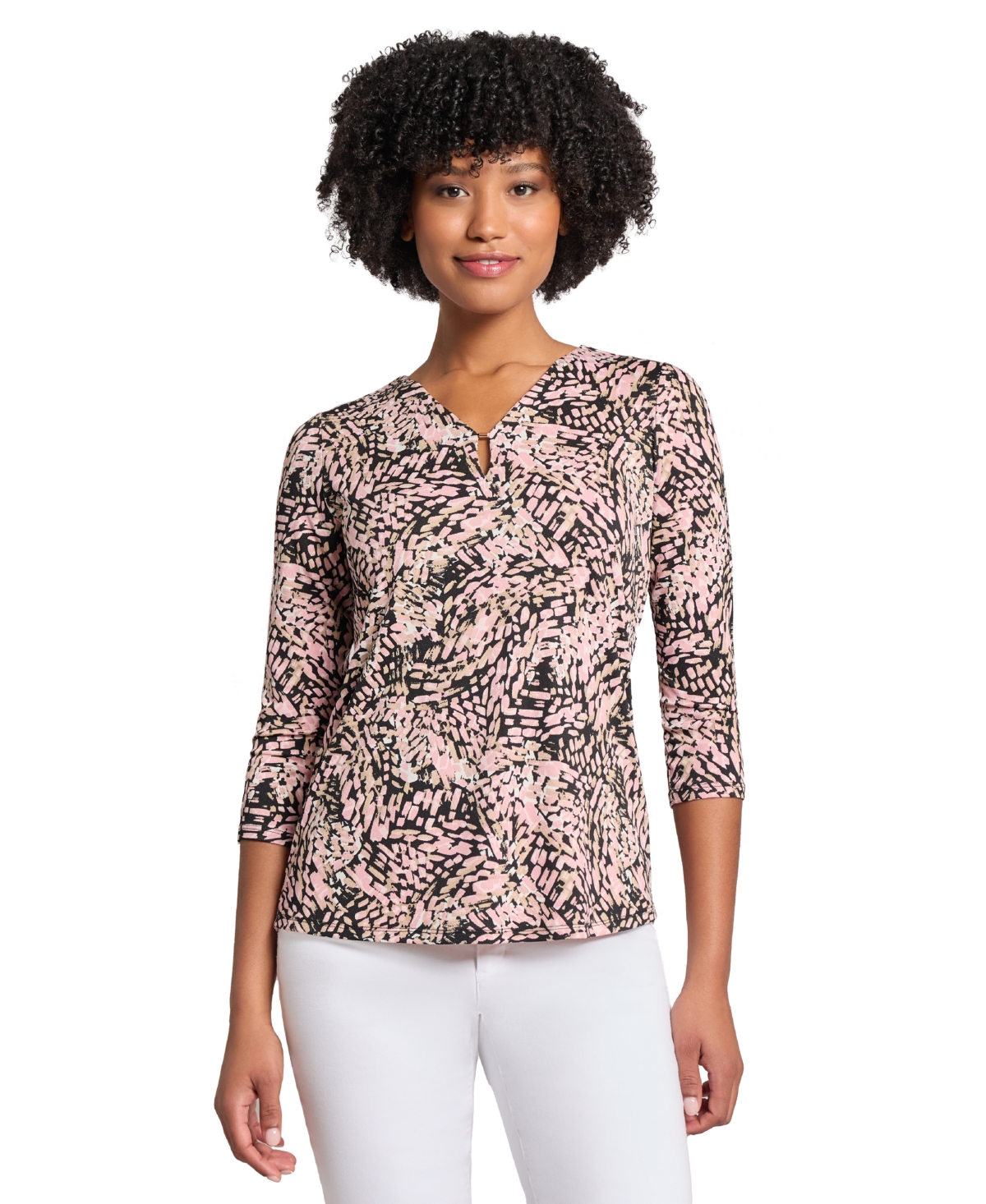 Women's Printed 3/4-Sleeve Blouse - Jones Black Multi