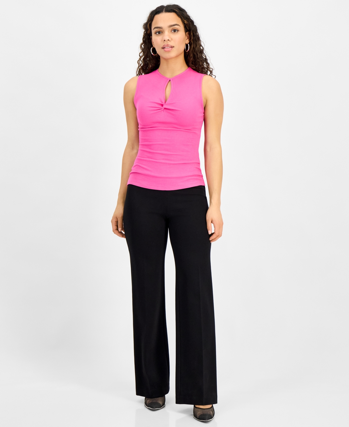 Bar Iii Women's Sleeveless Cutout Ribbed Bodysuit, Exclusively At Macy's In Pinkadelic