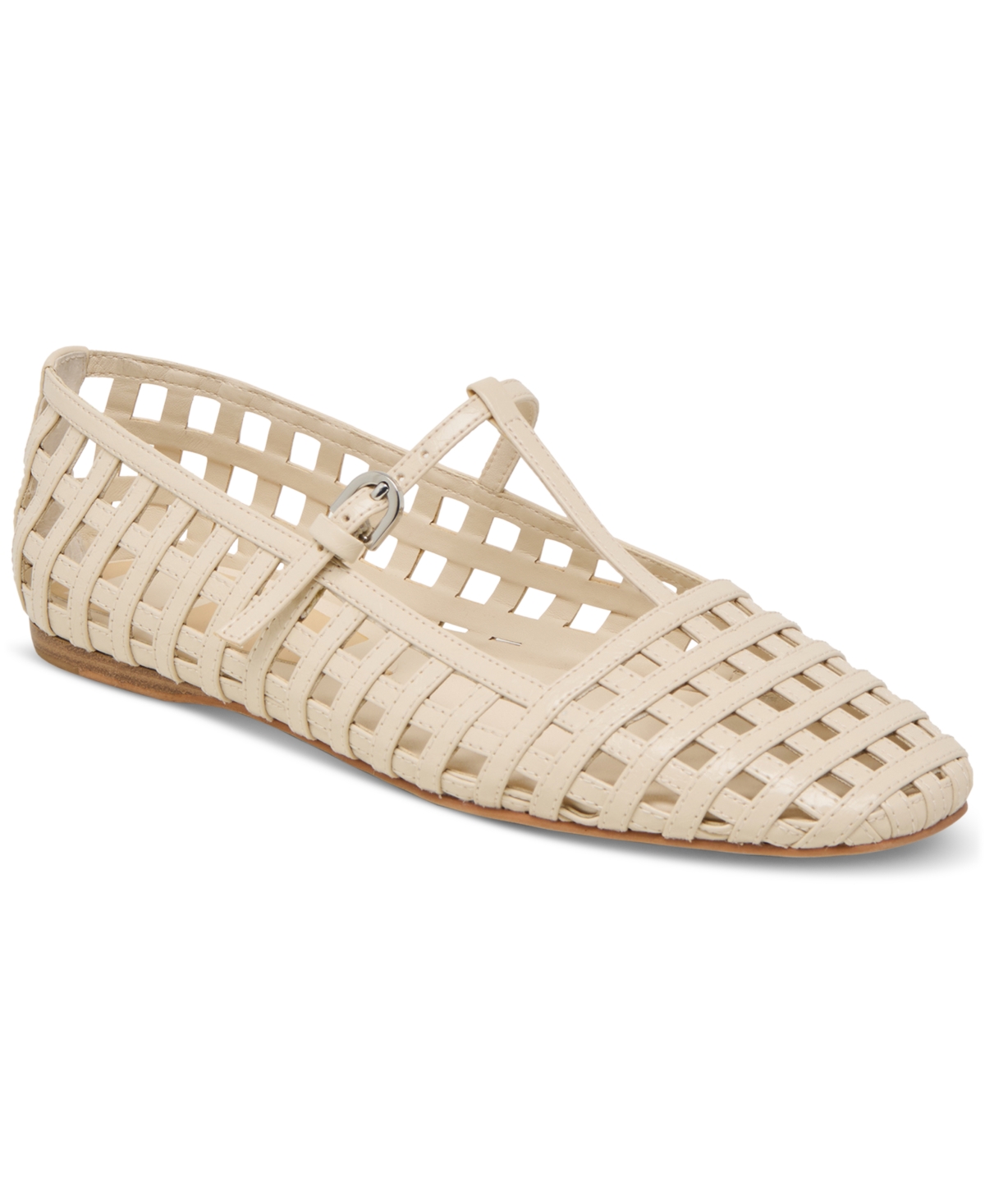 Dolce Vita Rains T-strap Flat In Ivory Leather