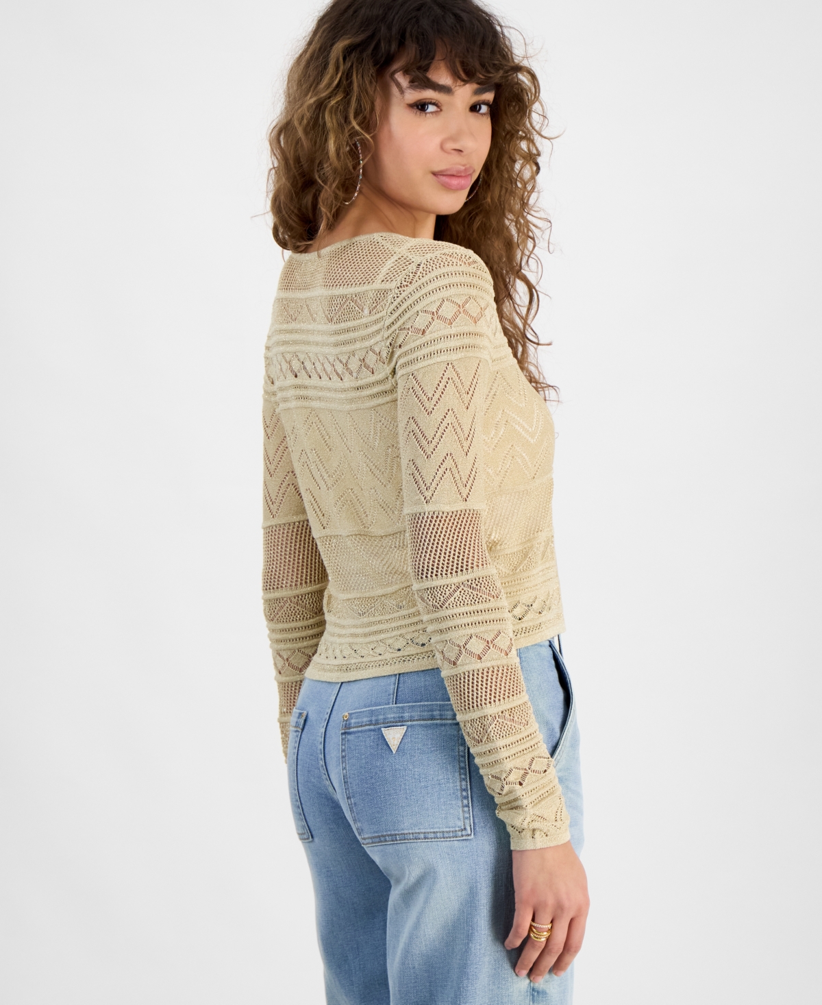 Guess Women's Nellie Metallic Cardigan In Gold Lurex