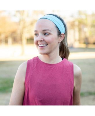 Women's Pack of Wide Training Headbands - Blue + Grey + Pink
