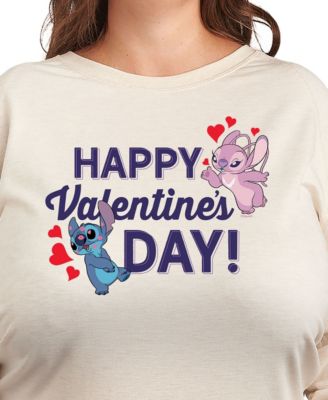 Plus Size Stitch Happy Valentine's Day Crew Neck T-Shirt