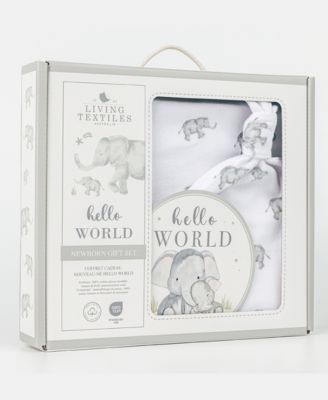 Baby Boys and Girls 3-Piece Elephant Heritage Collection Hello World Gift Set