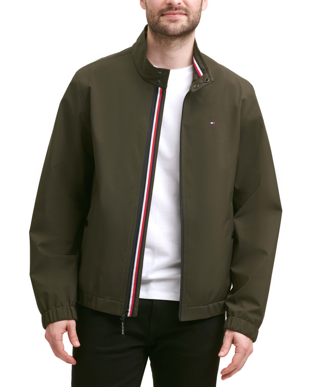 Tommy Hilfiger Men's Stand-collar Jacket In Olive