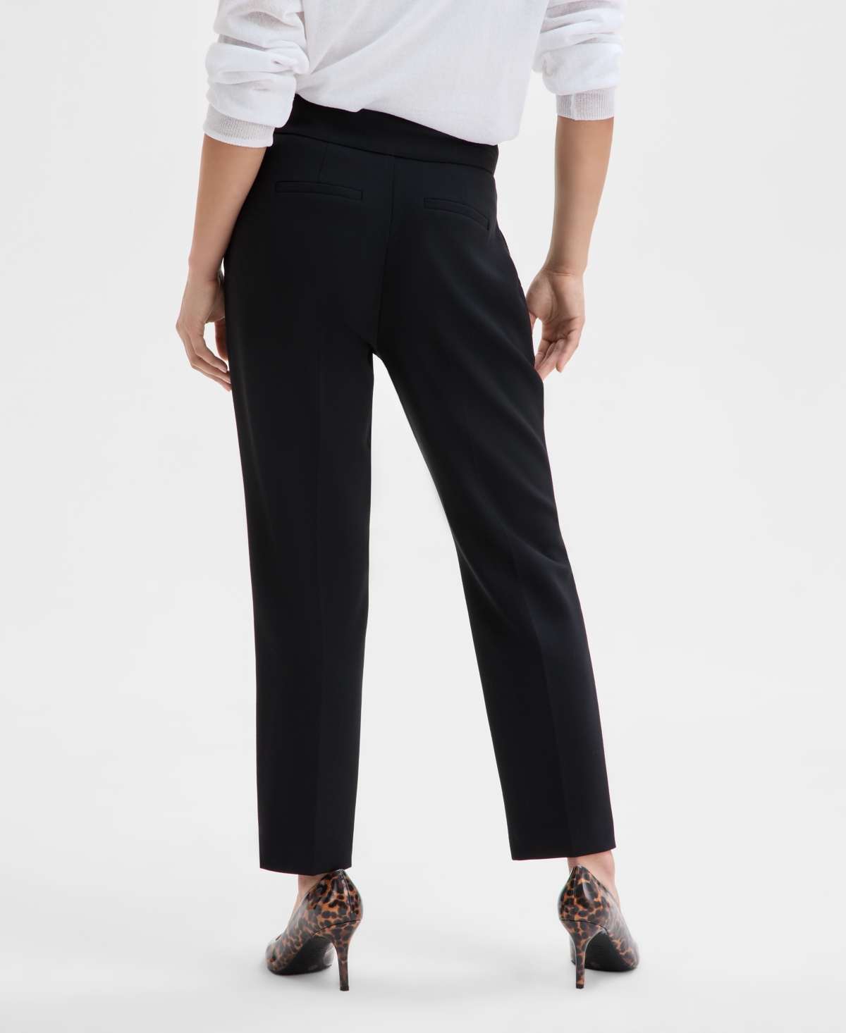 Inc International Concepts Petite High-rise Ankle Pant, Exclusively At Macy's In Deep Black