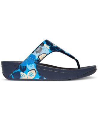 FitFlop Women's Lulu Flowerz Leather Toe-Post Wedge Sandals