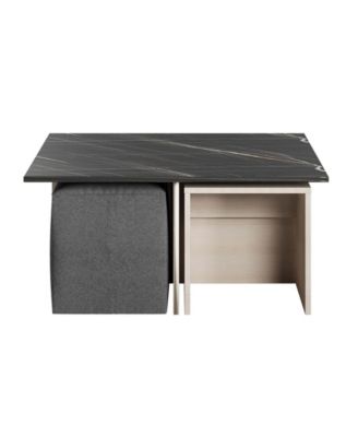 37.4" Haley Modern Nested Coffee Table and Ottoman Set