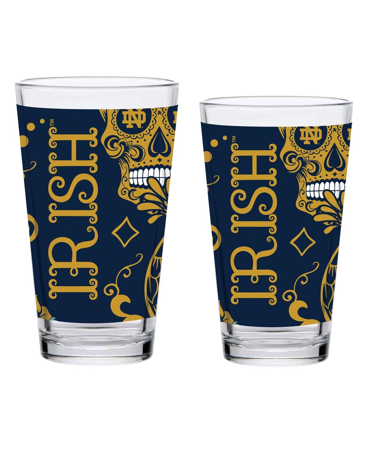 Indigo Falls Notre Dame Fighting Irish Two-pack 16oz. Dia De Los Muertos Pint Glass Set In No Color