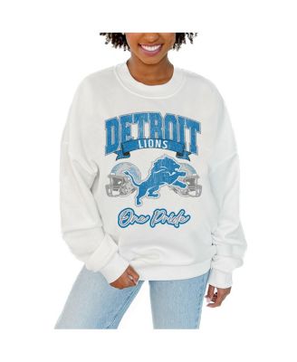Gameday Couture - Women's White Detroit Lions Passing Time Pullover Sweatshirt