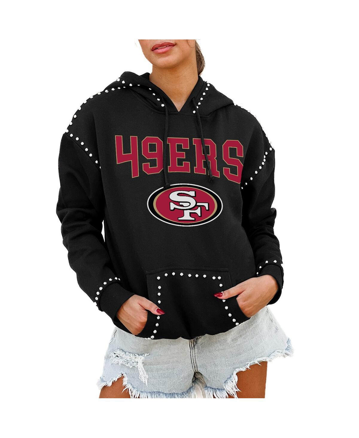 Shop Gameday Couture Women's Black San Francisco 49ers Catch The Vibe Studded Pullover Hoodie