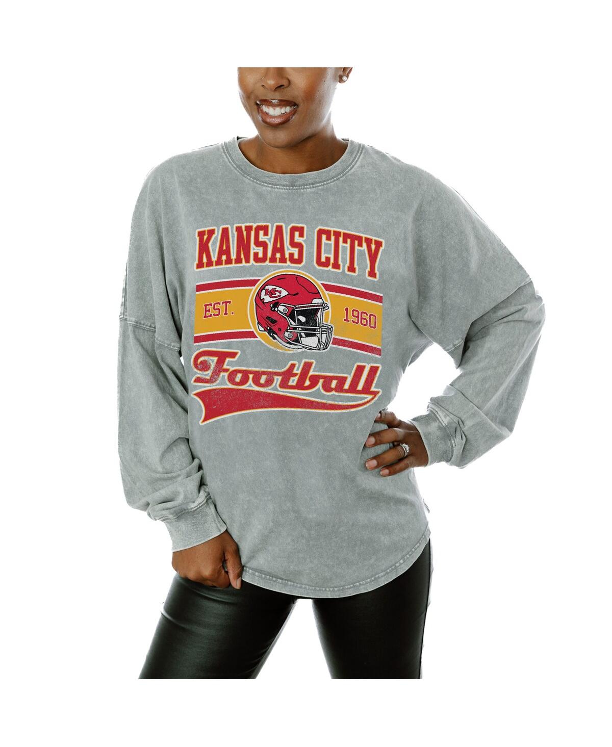 Shop Gameday Couture Women's Gray Kansas City Chiefs Snow Wash Oversized Long Sleeve T-shirt