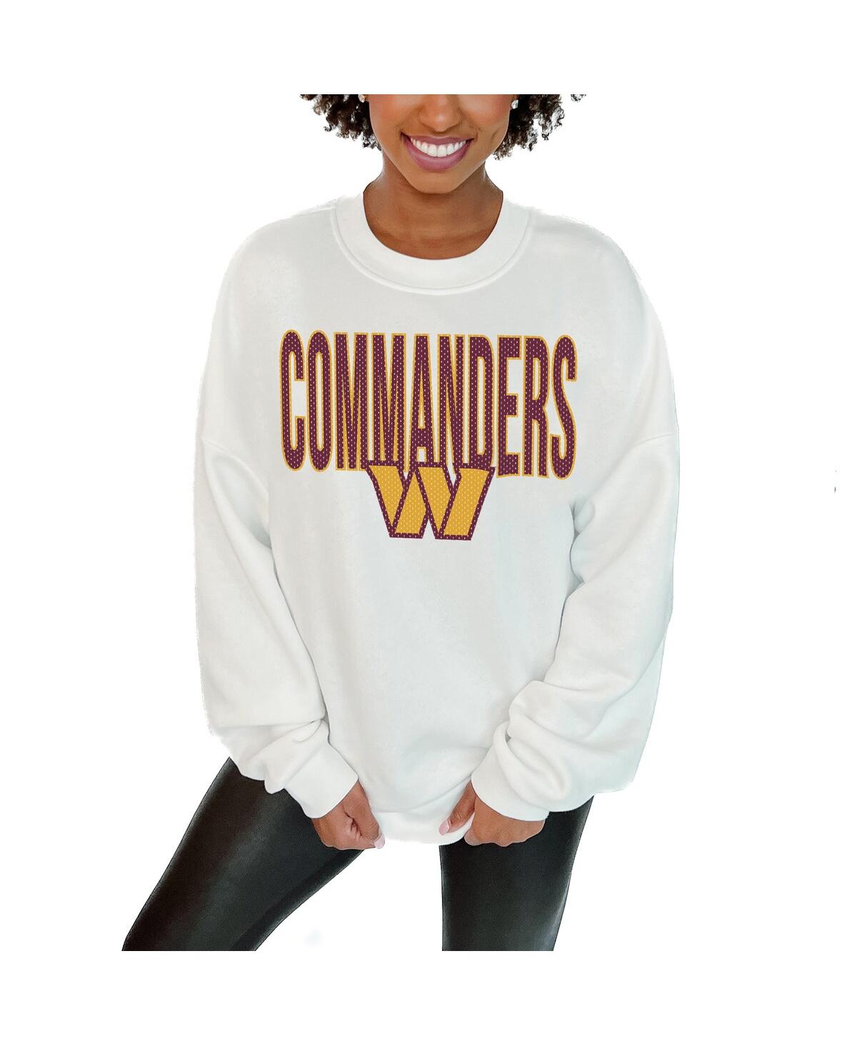 Women's White Washington Commanders Just Go With It Oversized Long Sleeve Crewneck Sweatshirt - White